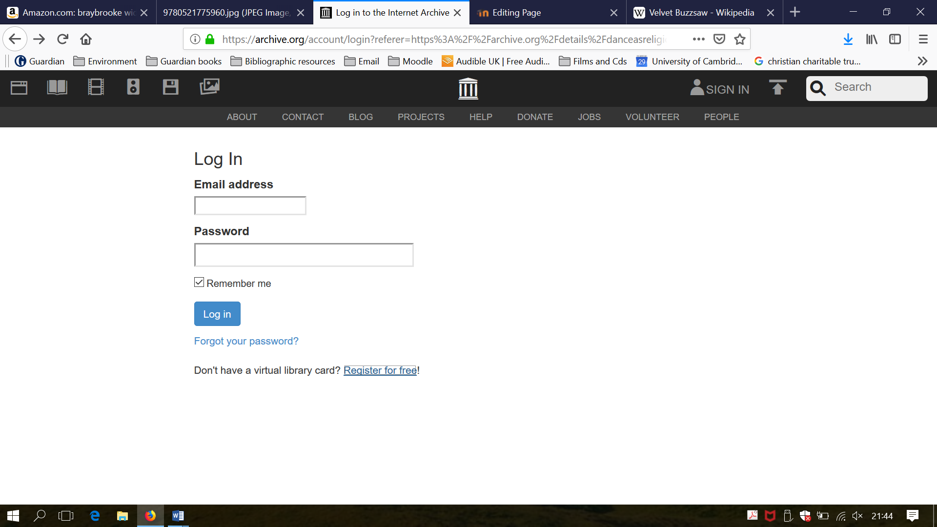 Log in screen number 2